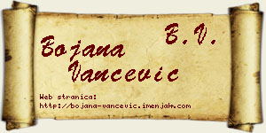 Bojana Vančević vizit kartica